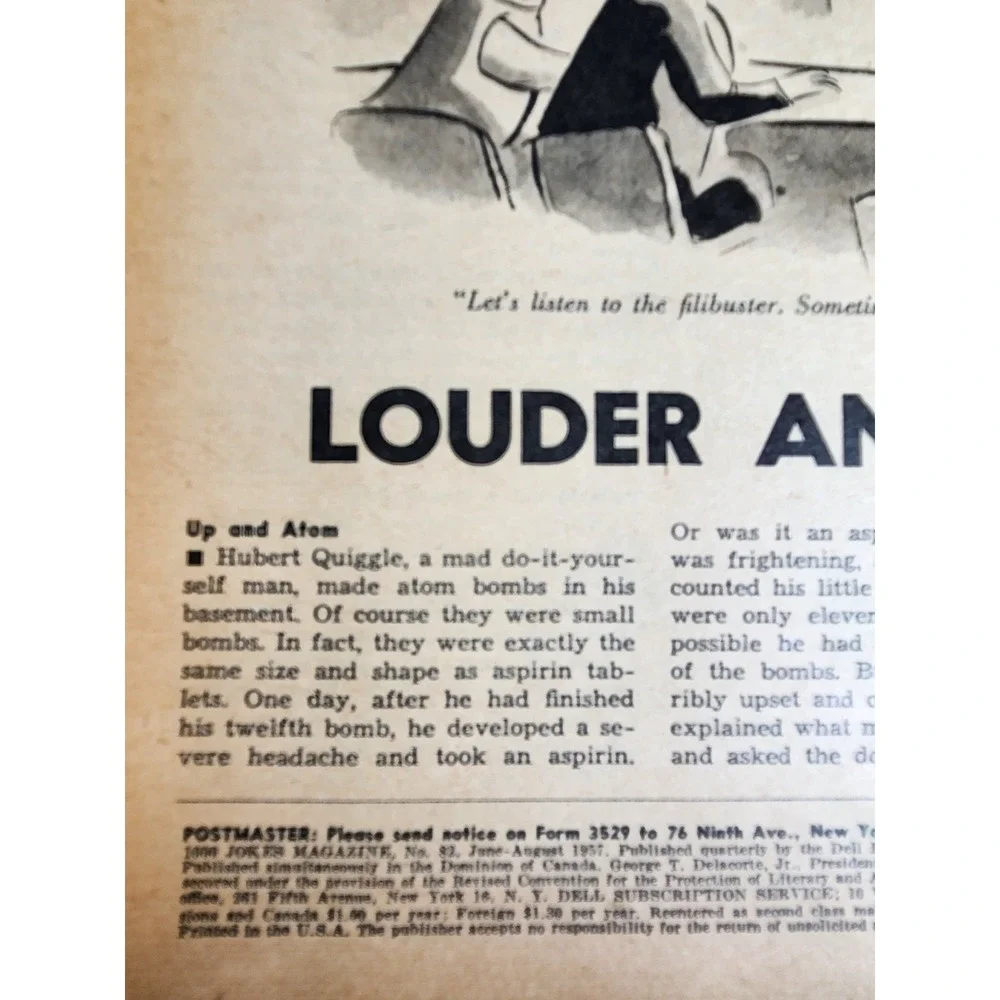 1000 Jokes Magazine JUNE-AUGUST # 82 1957 Humor Satire Commentary